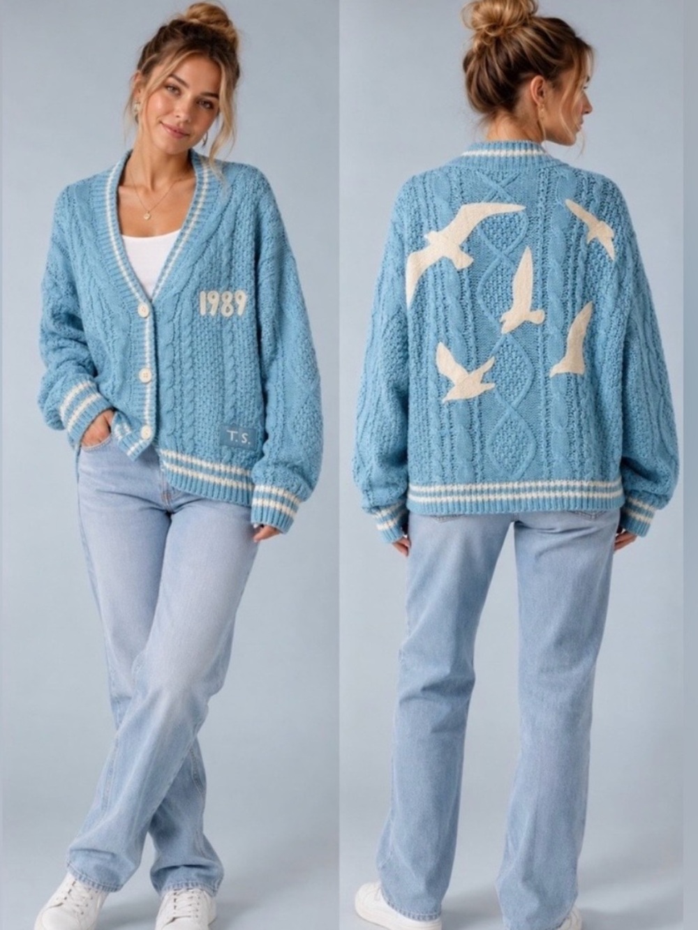 Taylor Swift 1989 Taylor's Version Teal/White Cardigan